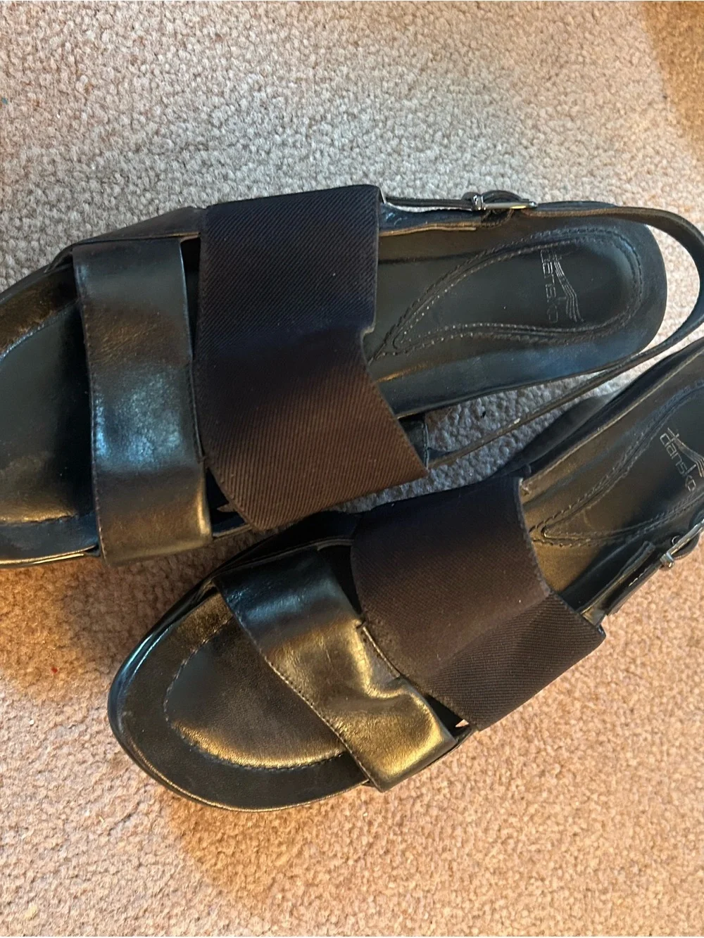 Dansko Black Wide-Strap Slingback Sandals